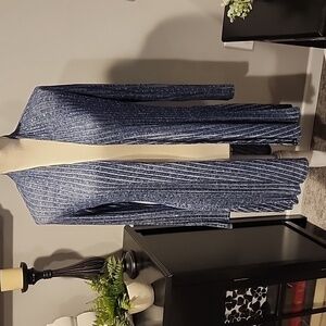 Chris & Carol blue cardigan sweater size medium length 36 in. PTP 21+ inches